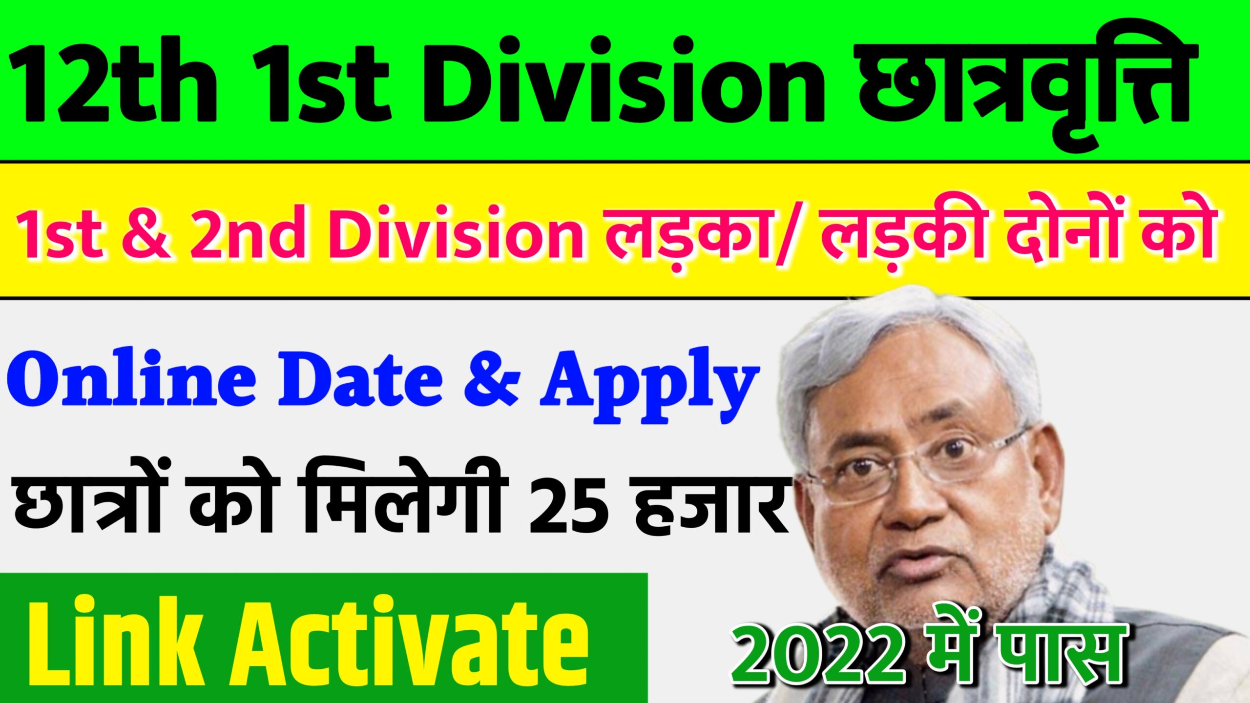 Bihar Board 12th 1st Division Scholarship 2022